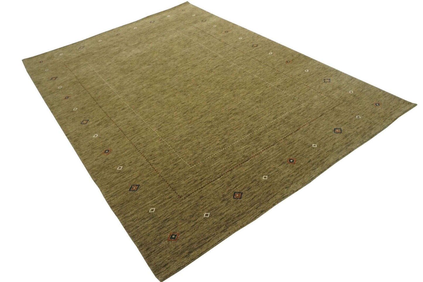 Gabbeh Teppich Dunkel Beige 100% Wolle 200x300 cm Handgewebt Orient Lr642