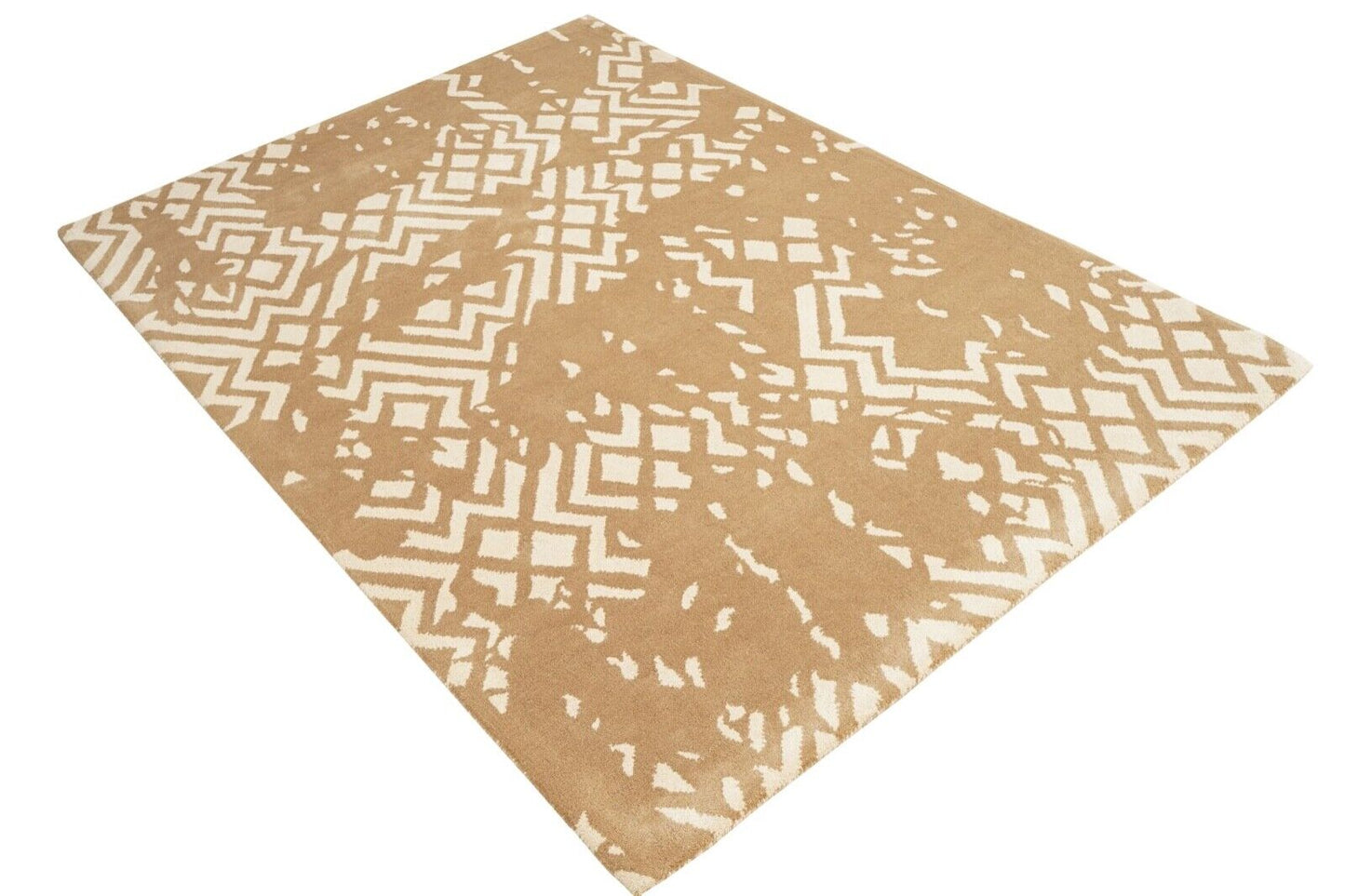 Teppich 100% Wolle Beige 160X230 cm Orientteppich Handgetuftet HT225