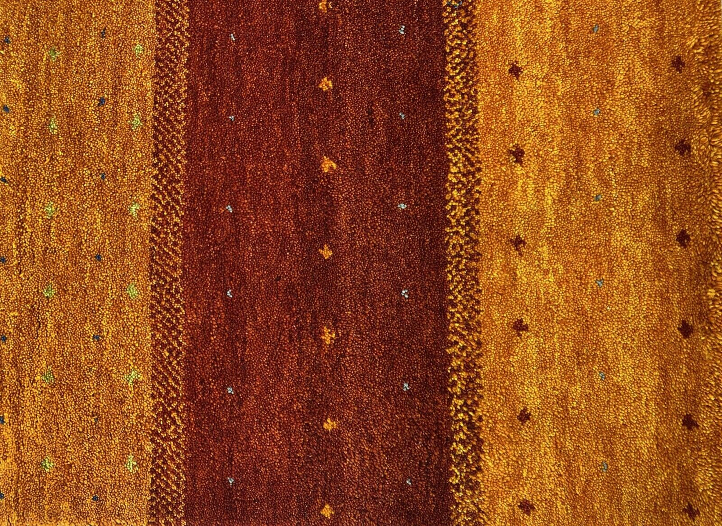 Gabbeh Teppich 100% Wolle Orange Rot Blau Grün Gold Handgeknüpft 174X236 cm WR24