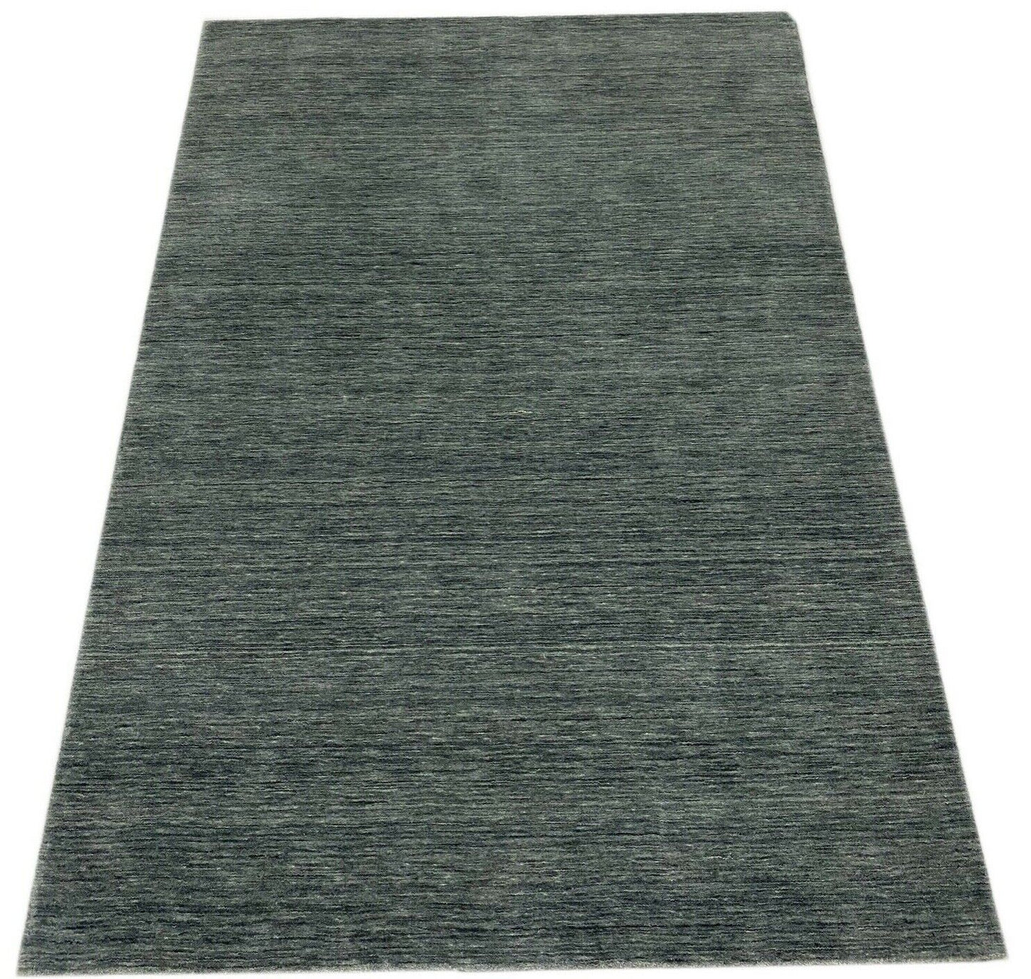 Grau Teppich 100% Wolle Gabbeh 170x240 cm Handgewebt einfarbig gefärbt WR137