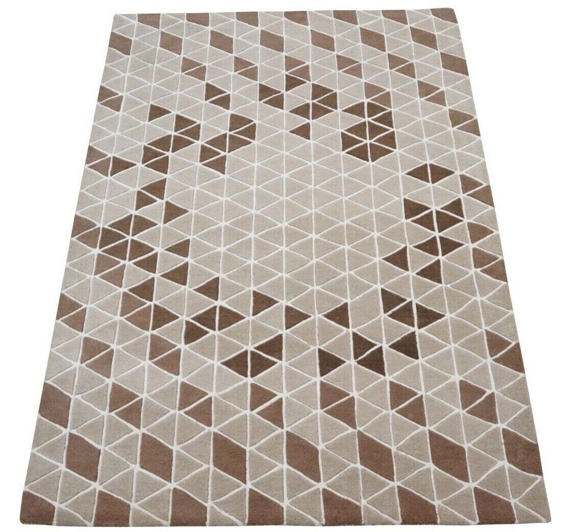 Beige Braun 160X230 cm Teppich 100% Wolle Orientteppich Handgetuftet HT244