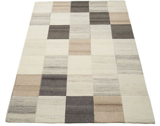 Braun Grau Beige 160X230 cm Teppich 100% Wolle Orientteppich Handgetuftet HT188