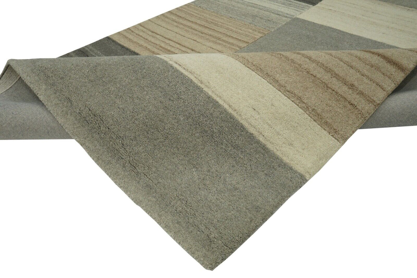 Teppich 100% Wolle Grau Beige 160X230 cm Natürliche Wolle Handgetuftet HT202