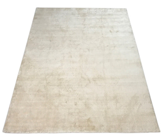 Orientteppich 120X180 CM Beige Teppich Handgewebt Viskose Handarbeit Einfarbig