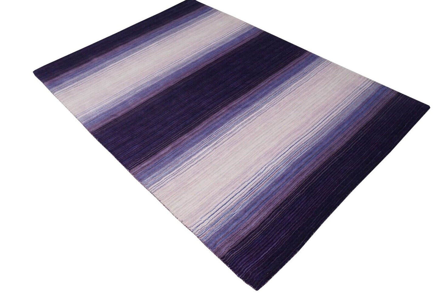 Biege Blau Lila 160X230 cm Teppich 100% Wolle Orientteppich Handgetuftet HT381
