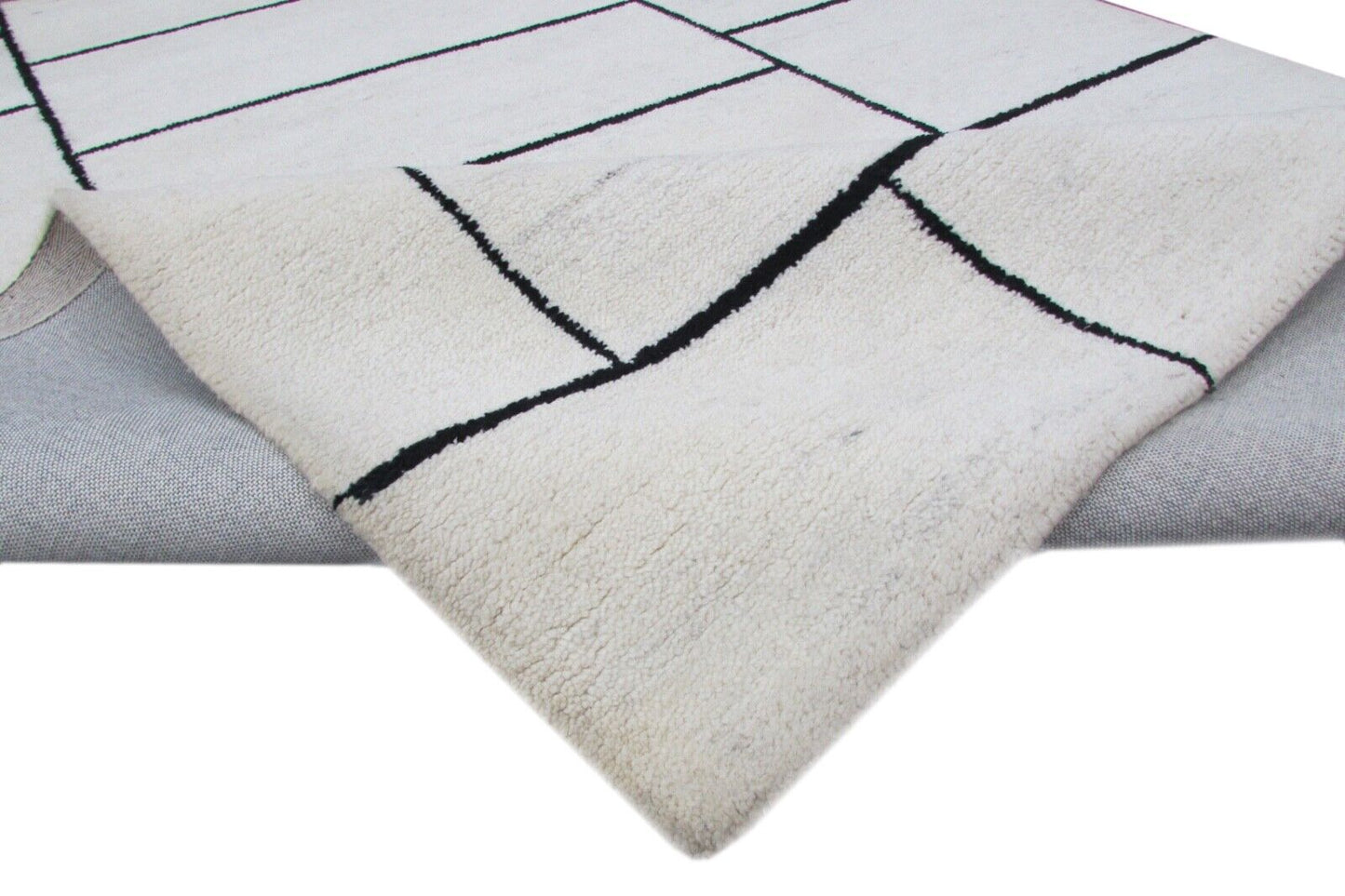 Elfenbeinfarbe Teppich 100% Wolle Beige 160X230 cm Handarbeit Handgetuftet T817