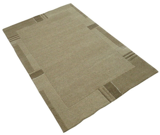 Nepal Teppich Handgeknüpft Braun Beige 100% Wolle Orientteppich 122x184 cm N754