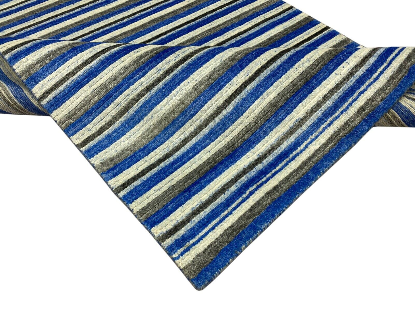 Teppich Gabbeh Beige Blau Braun 100% Wolle loom lori Handgewebt 114x178 cm S166