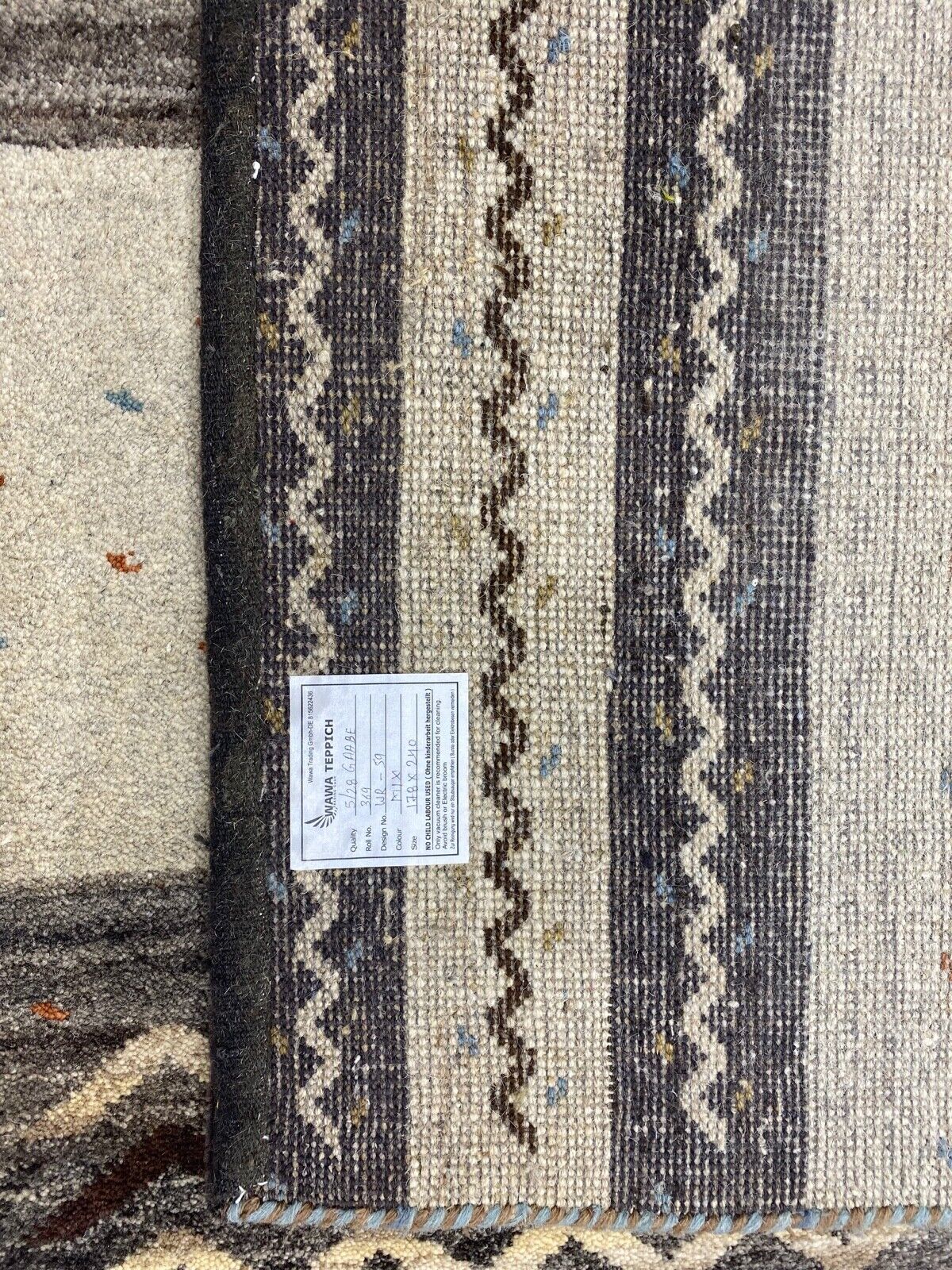 Gabbeh Teppich 100% Wolle Beige Braun Elfenbein Handgeknüpft 178X240 cm WR59