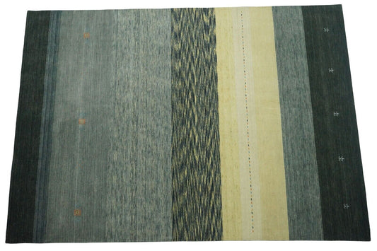 Gabbeh Teppich Grau Beige 100% Wolle 170x240 cm Handgewebt Orientteppich Lr454