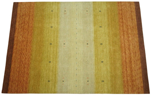 Gabbeh Teppich Orange Rot Gold Beige 100% Wolle 170x240 cm Loom Handgewebt Lr490