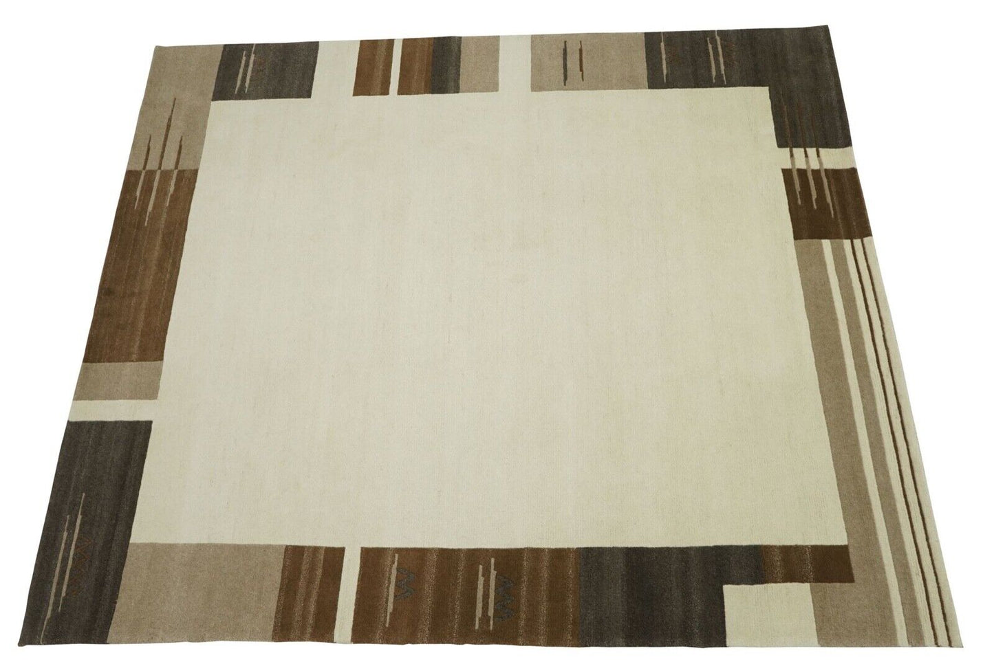 Braun Beige Nepal Teppich Handgeknüpft 100% Wolle Orientteppich 250X300 cm N772