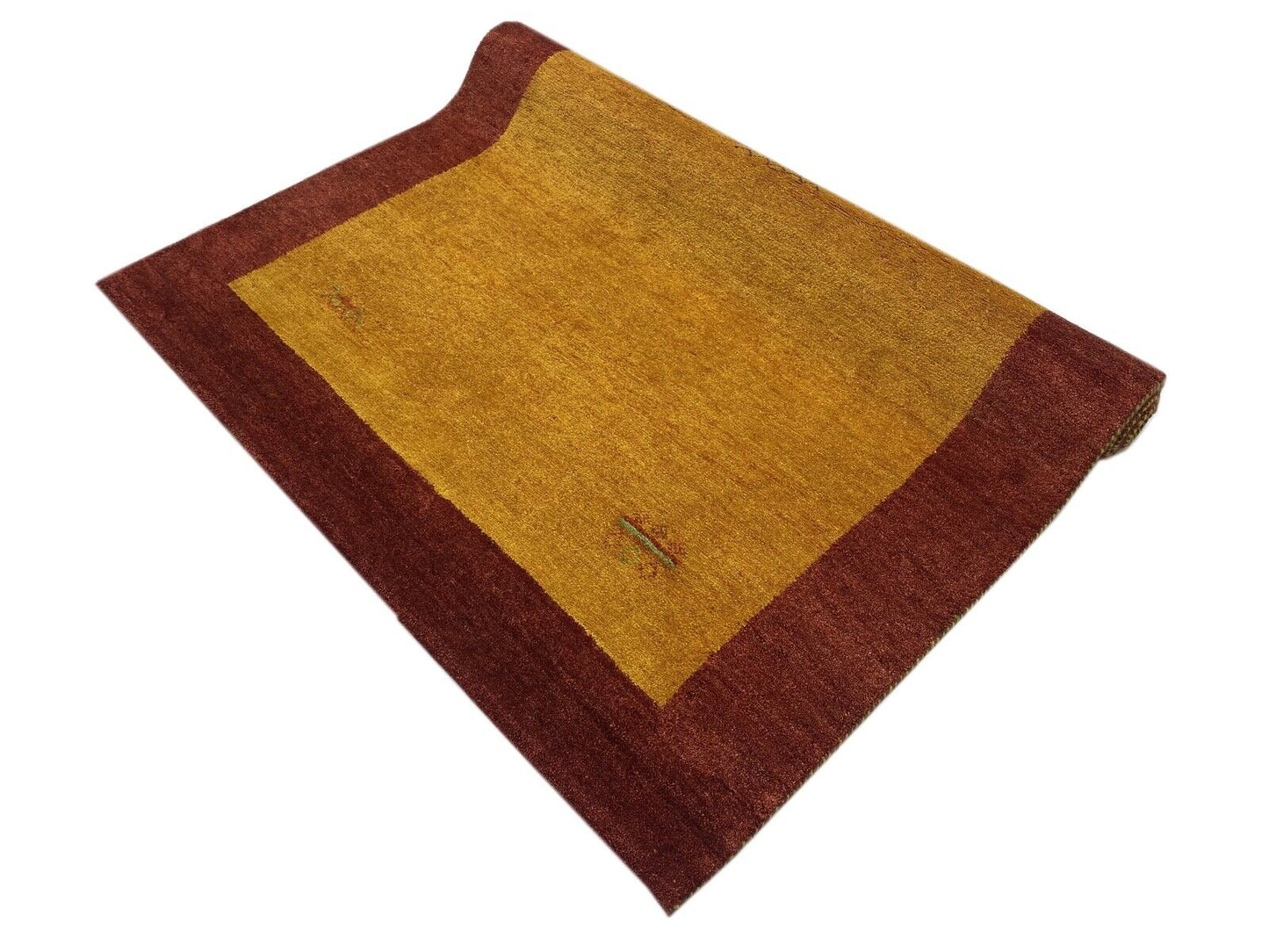 Gabbeh Teppich 100% Wolle Rot Gold Handgeknüpft 167X235 cm WR26