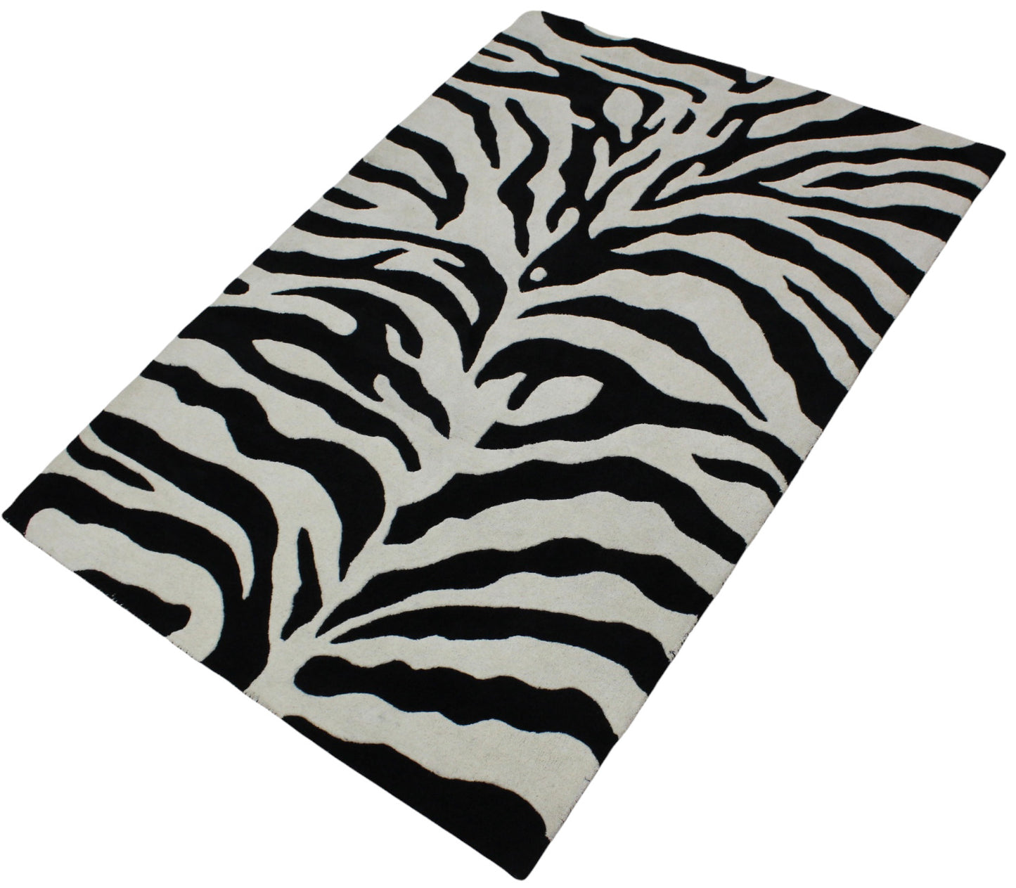 Schwarz Beige 100% Wolle  Teppich 170X240 CM Handarbeit Handgetuftet Zebra ME-5