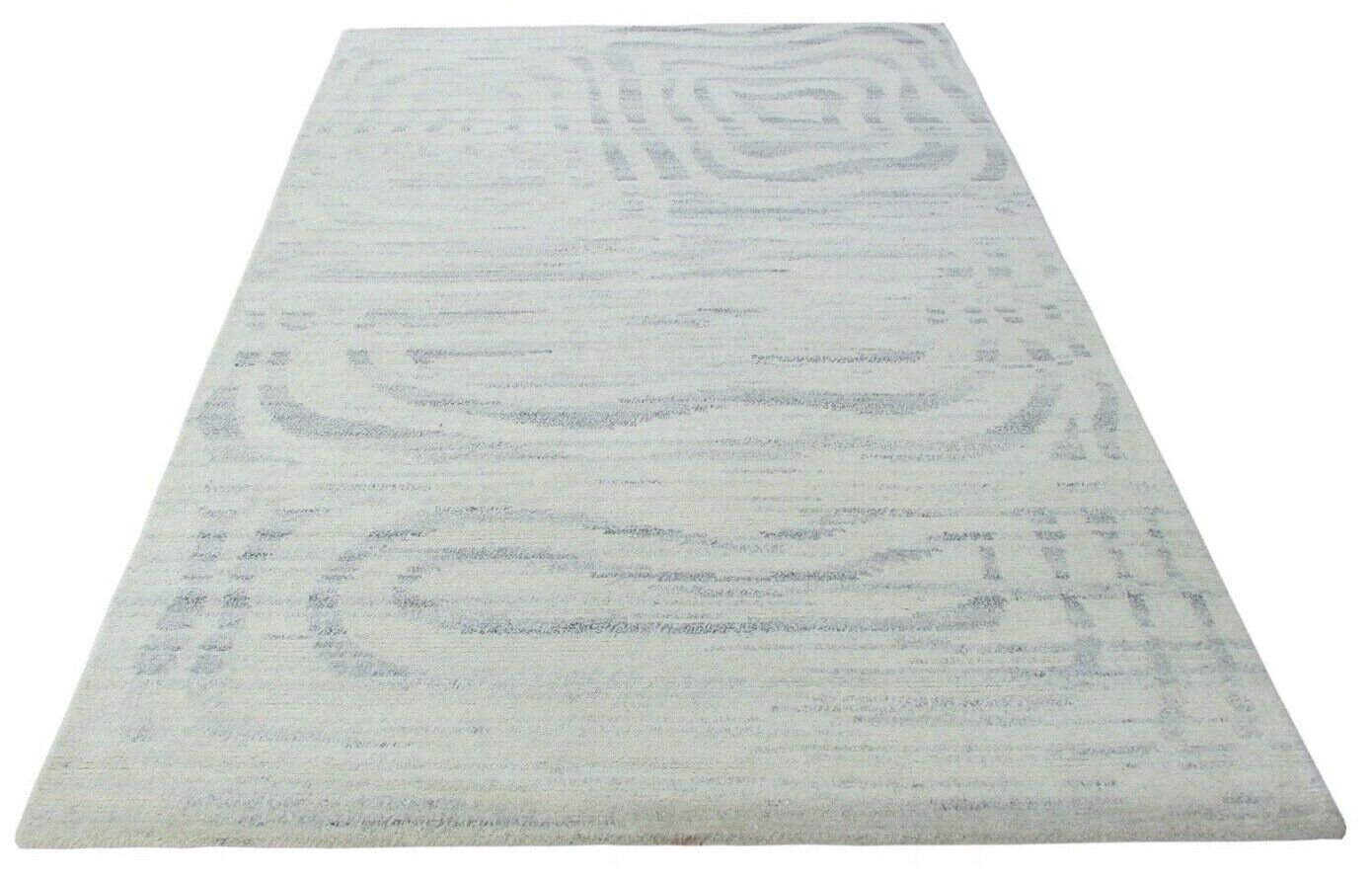 Nepal Teppich Handgeknüpft Grau Beige 100% Wolle Orientteppich 160x230 cm N-64