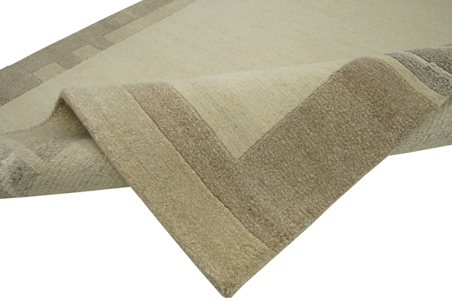 Nepal Teppich Handgeknüpft Beige 100% Wolle Orientteppich 120x180 cm N756