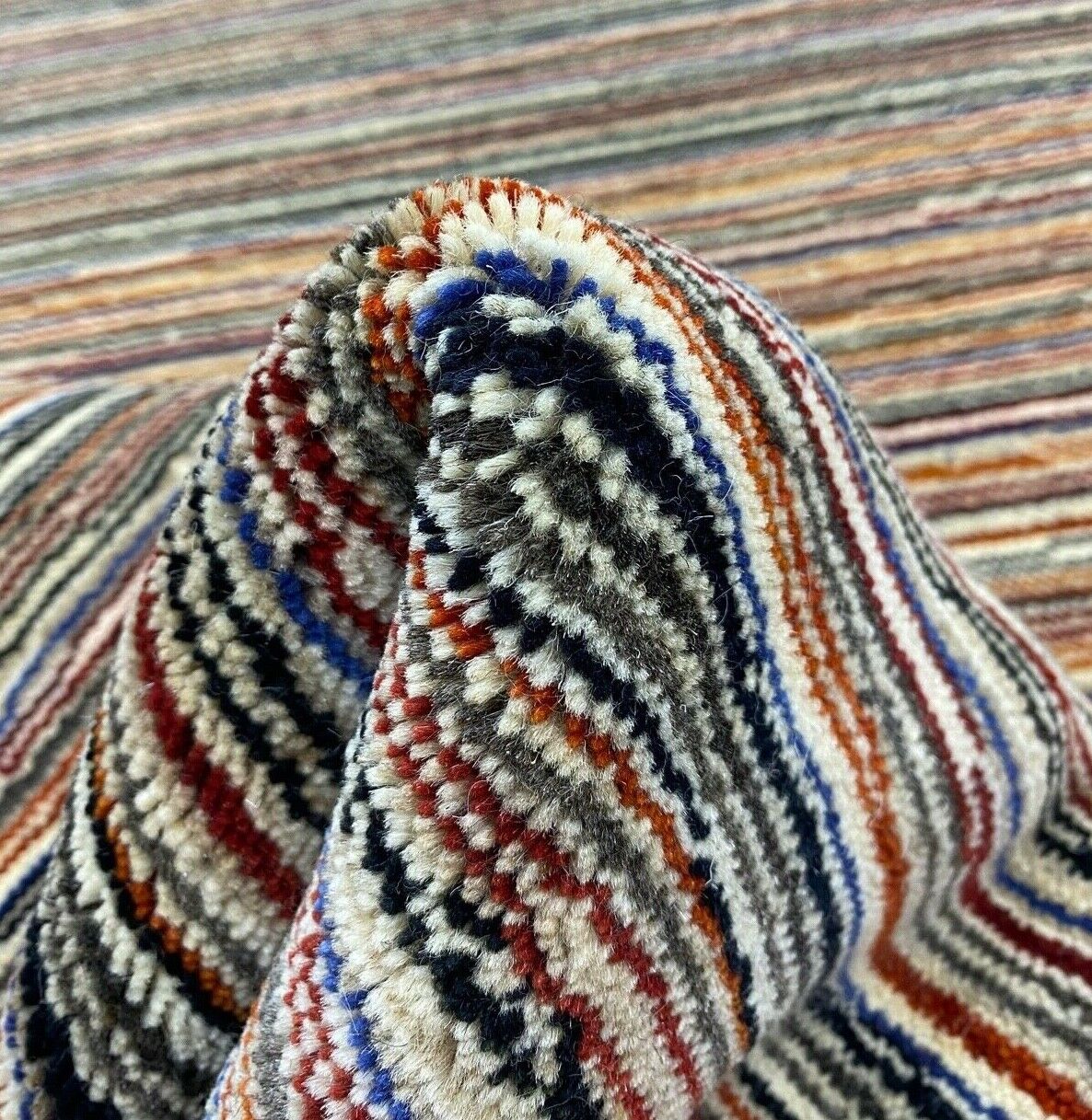 Bunt Teppich 100% Wolle Lori Handgewebt Orange Wolle 120x180 cm S90