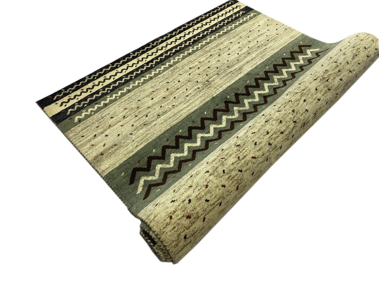 Gabbeh Teppich 100% Wolle Beige Braun Handgeknüpft 170X243 cm WR17