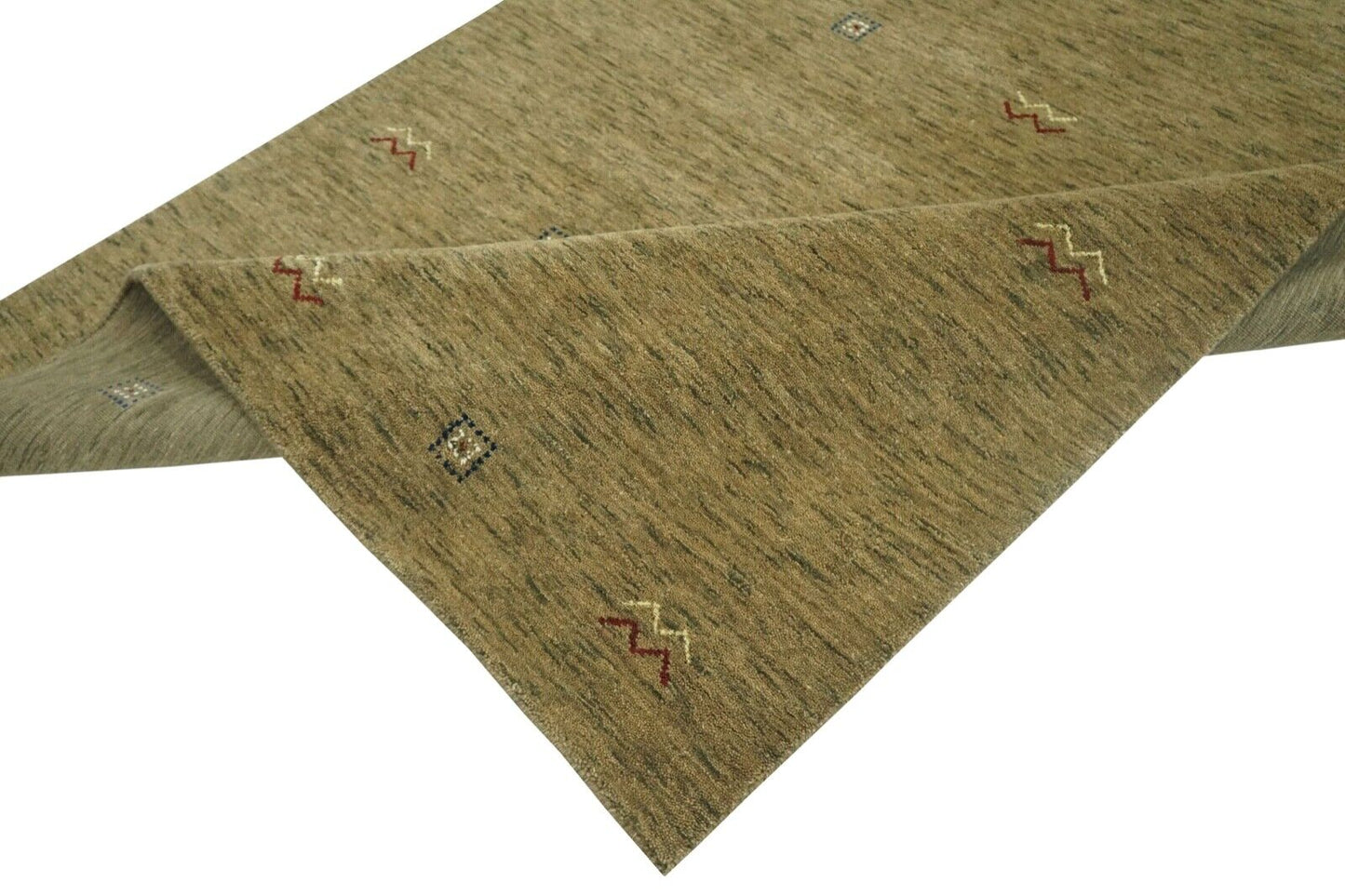 Gabbeh Teppich Dunkel Beige 100% Wolle 140x200 cm Orientteppich Handgewebt Lr688