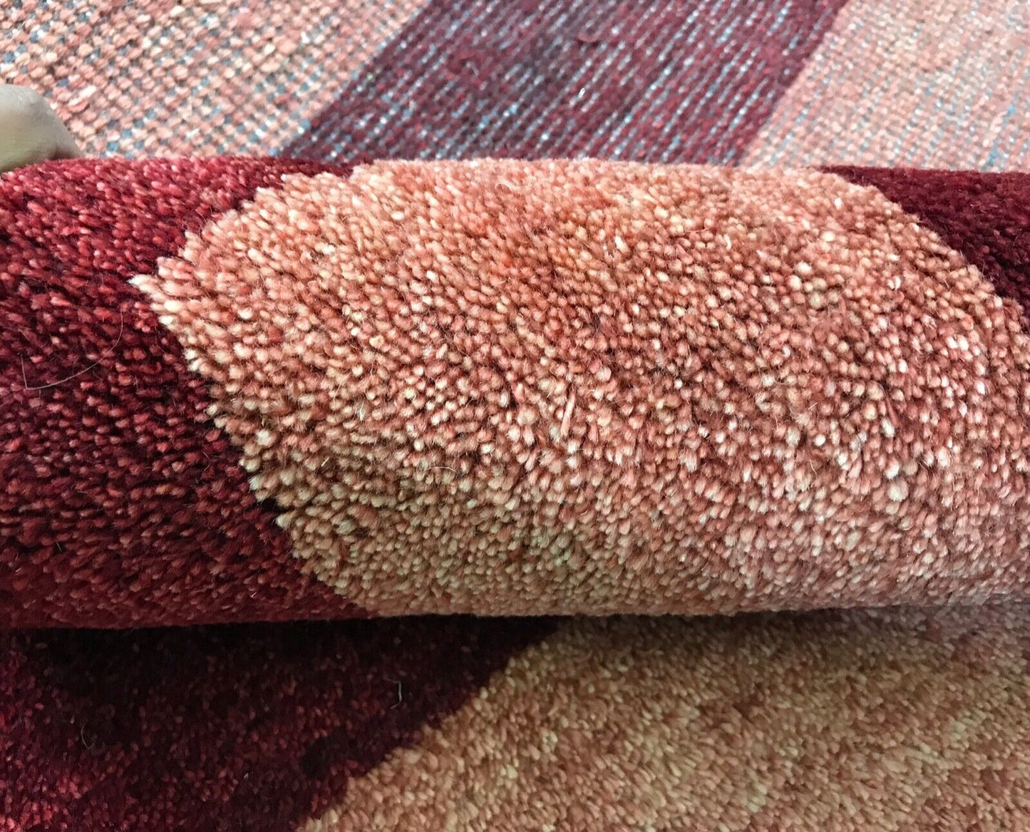 Gabbeh Teppich 120x180 cm Handgeknüpft Rot Gold Orientteppich 100% Wolle R668