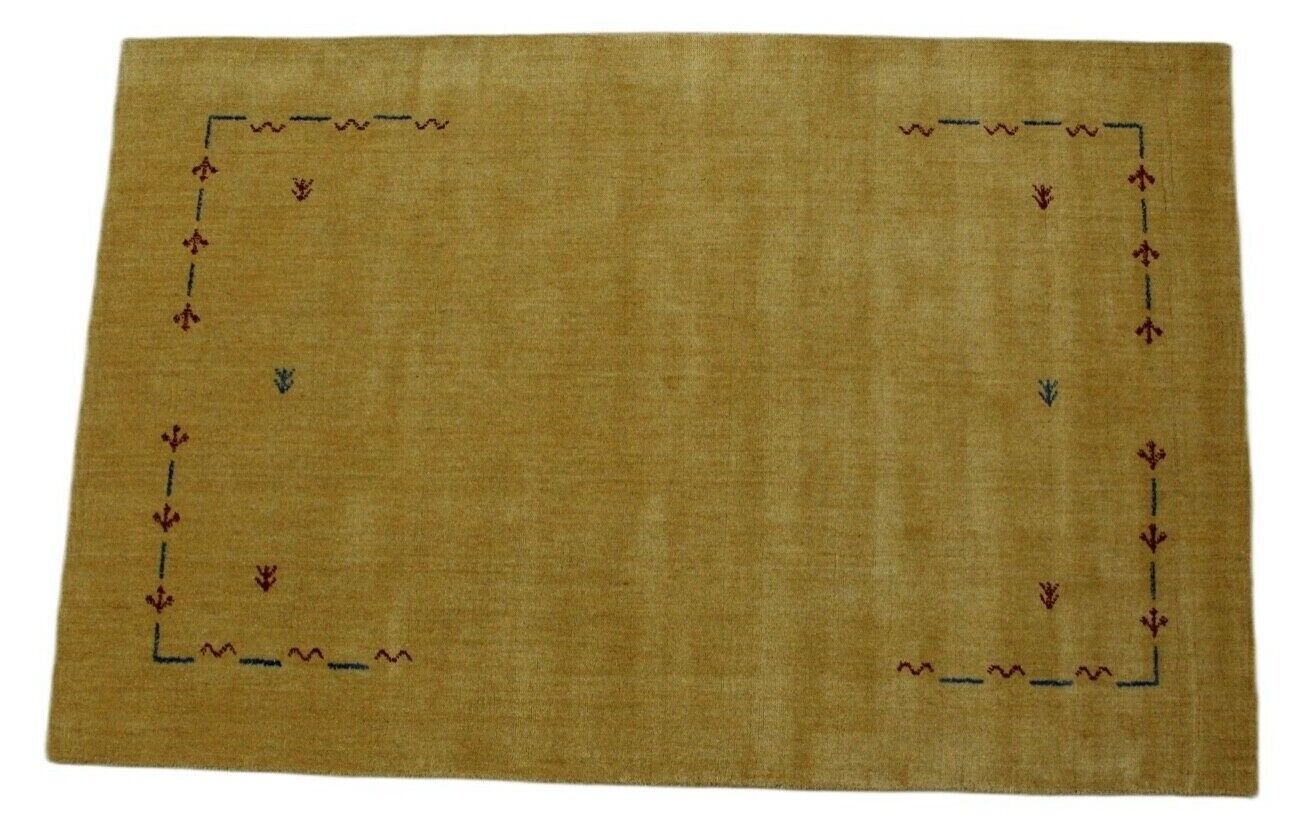 Orientteppich Gabbeh Loom Handgefertigt  Teppich 100% Wolle 120X180 cm Gold