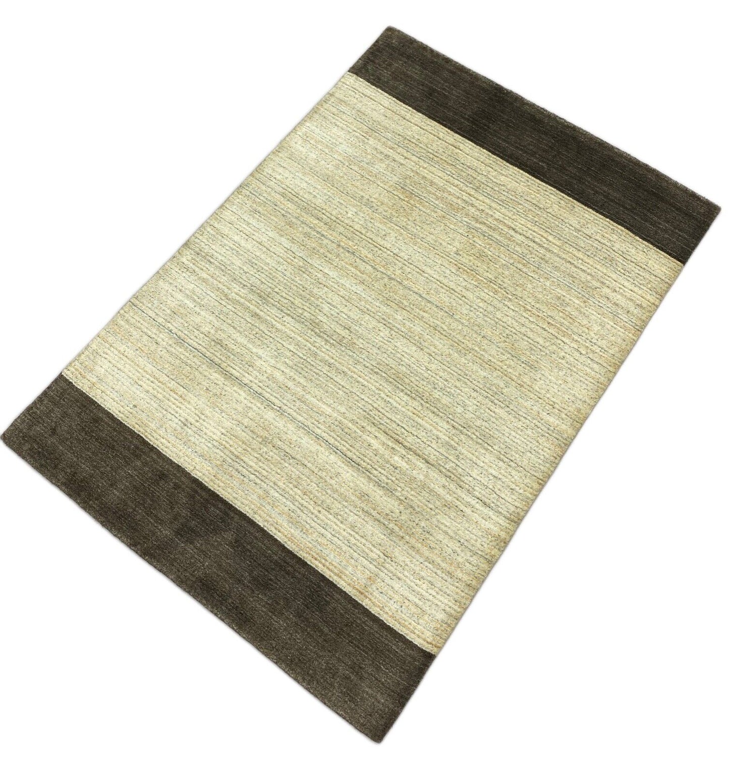 Teppich Gabbeh Beige Schwarz 100% Wolle lori Handgewebt 124x169 cm S50