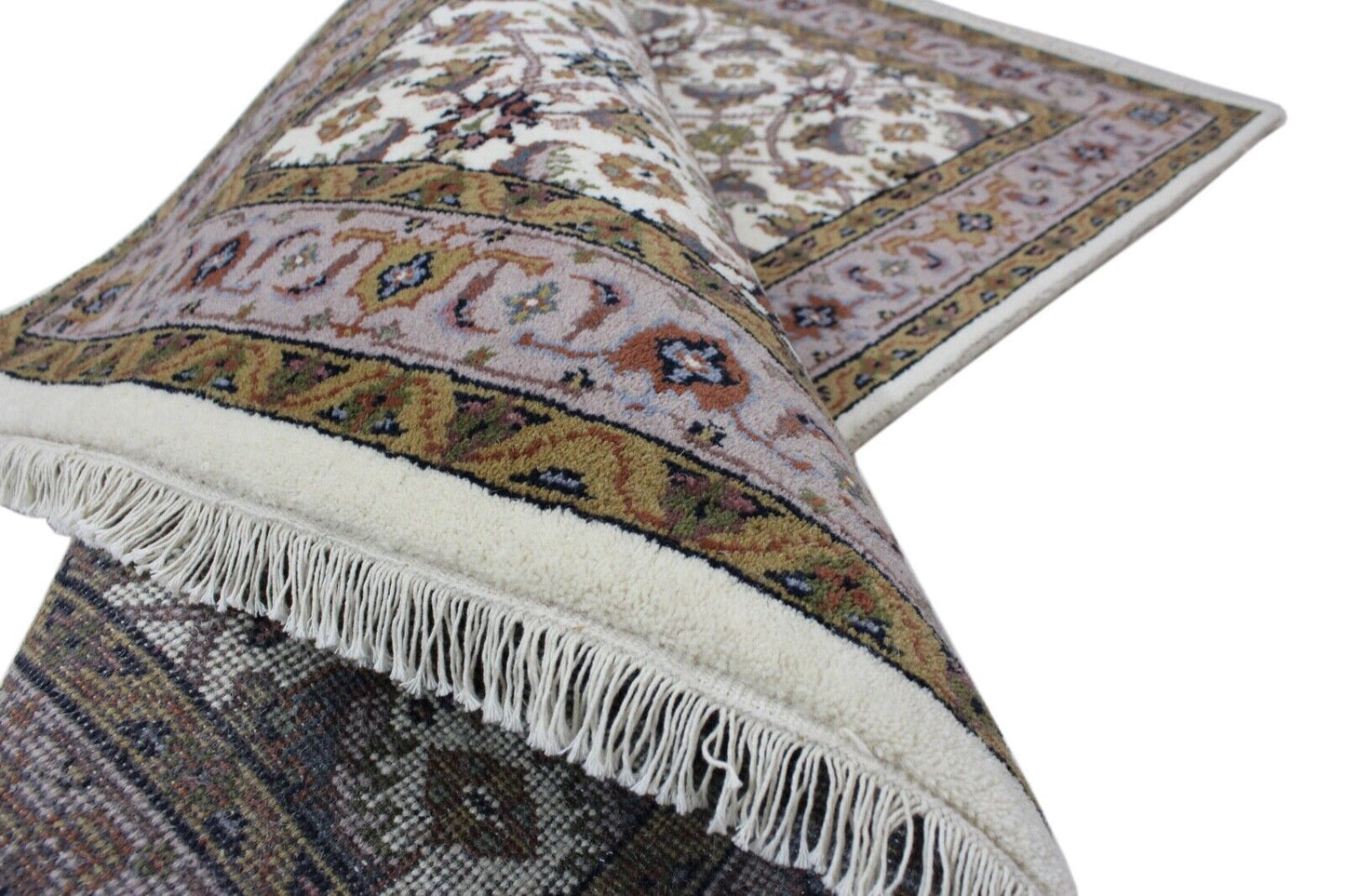 Beige Teppich Wolle Handgeknüpft Orientteppich 100% Schurwolle 120X180 cm D9