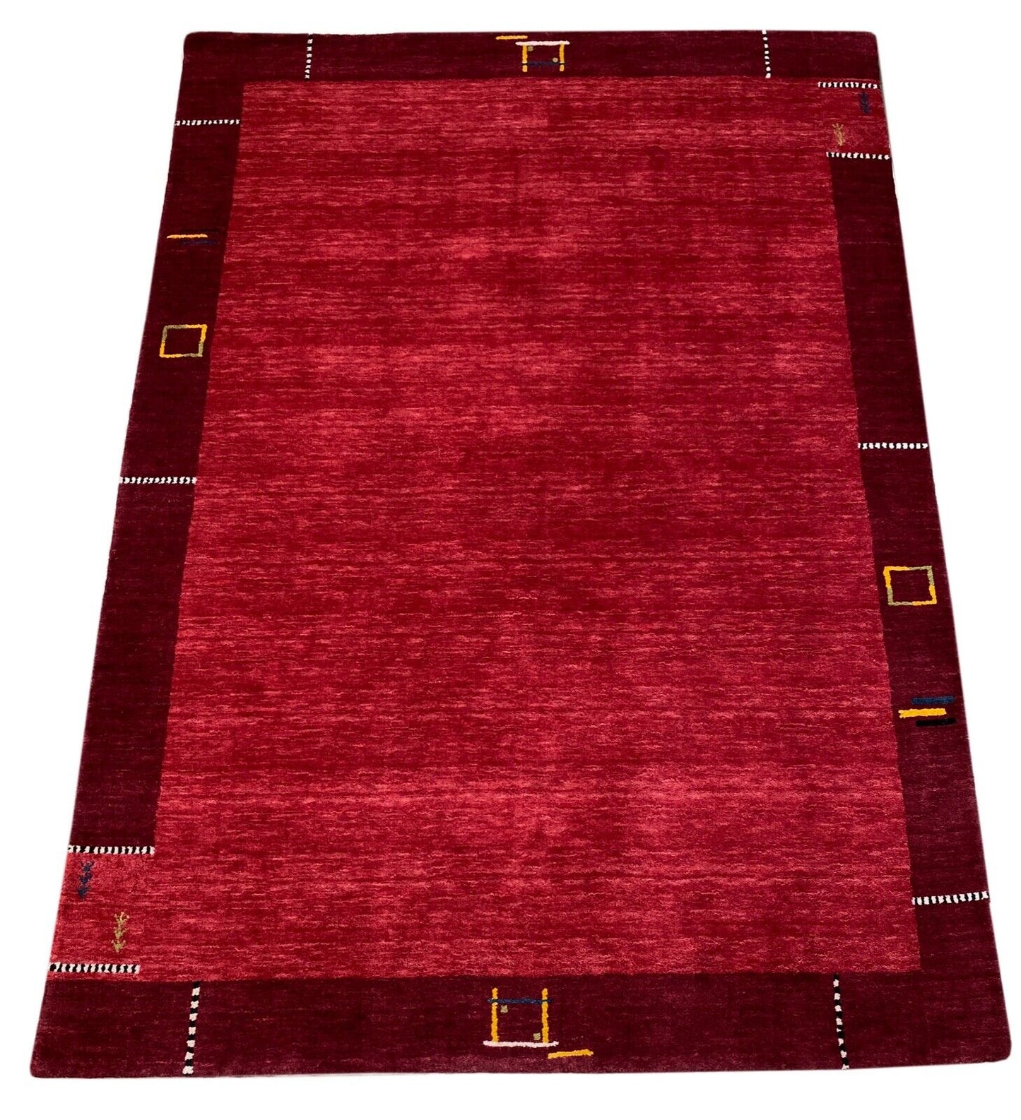 Gabbeh Teppich 100% Wolle 170X240 cm Rot Rosa Handgewebt Orientteppich WR112 S