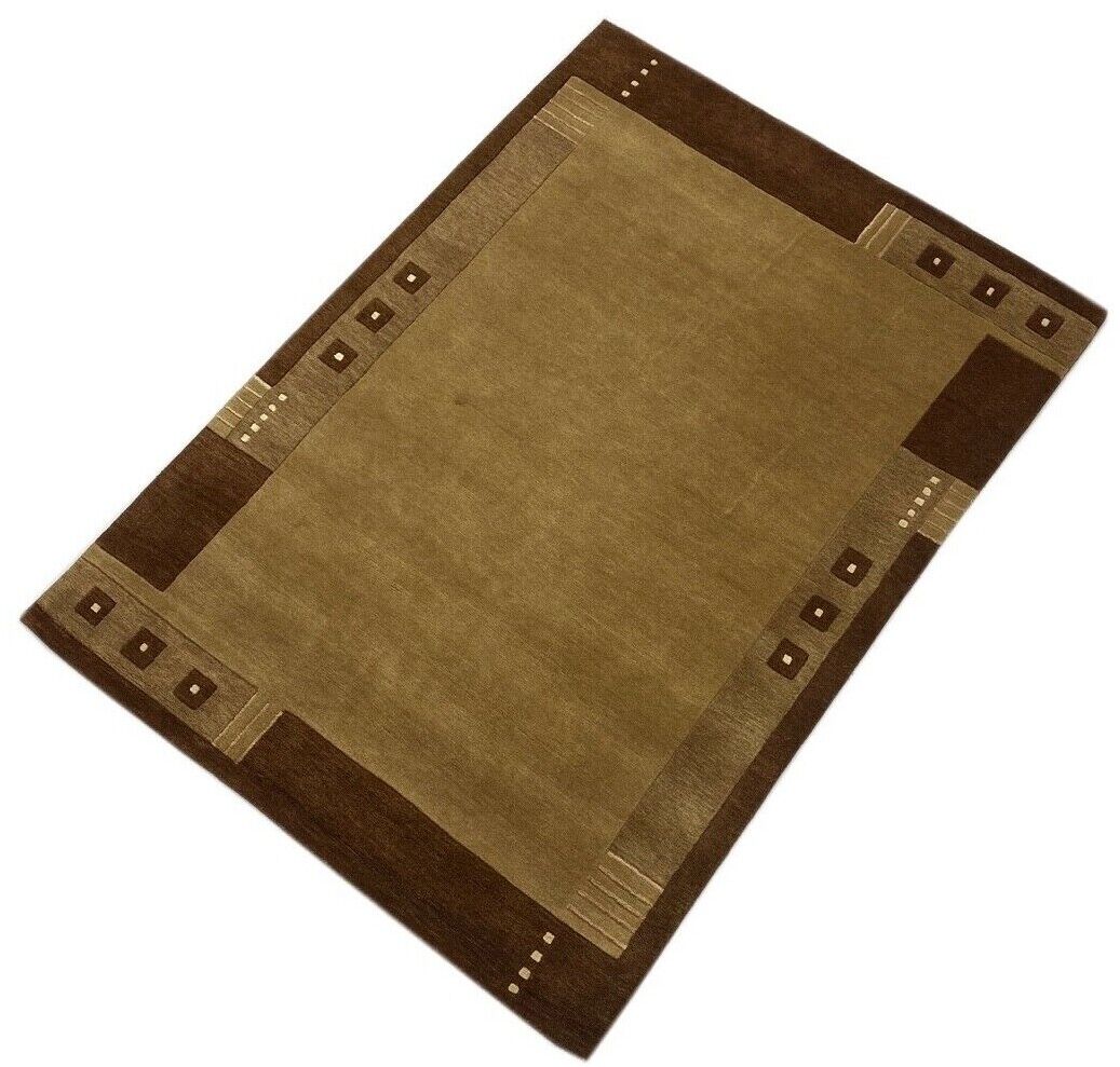 Kamelfarbe Teppich 140X200 CM 100% Wolle Beige Handgetuftet Braun T4