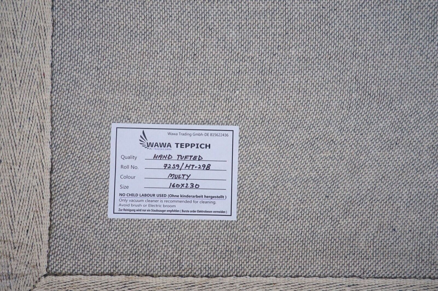 Teppich 100% Wolle Blau Braun 160X230 cm Orientteppich Handgetuftet HT298