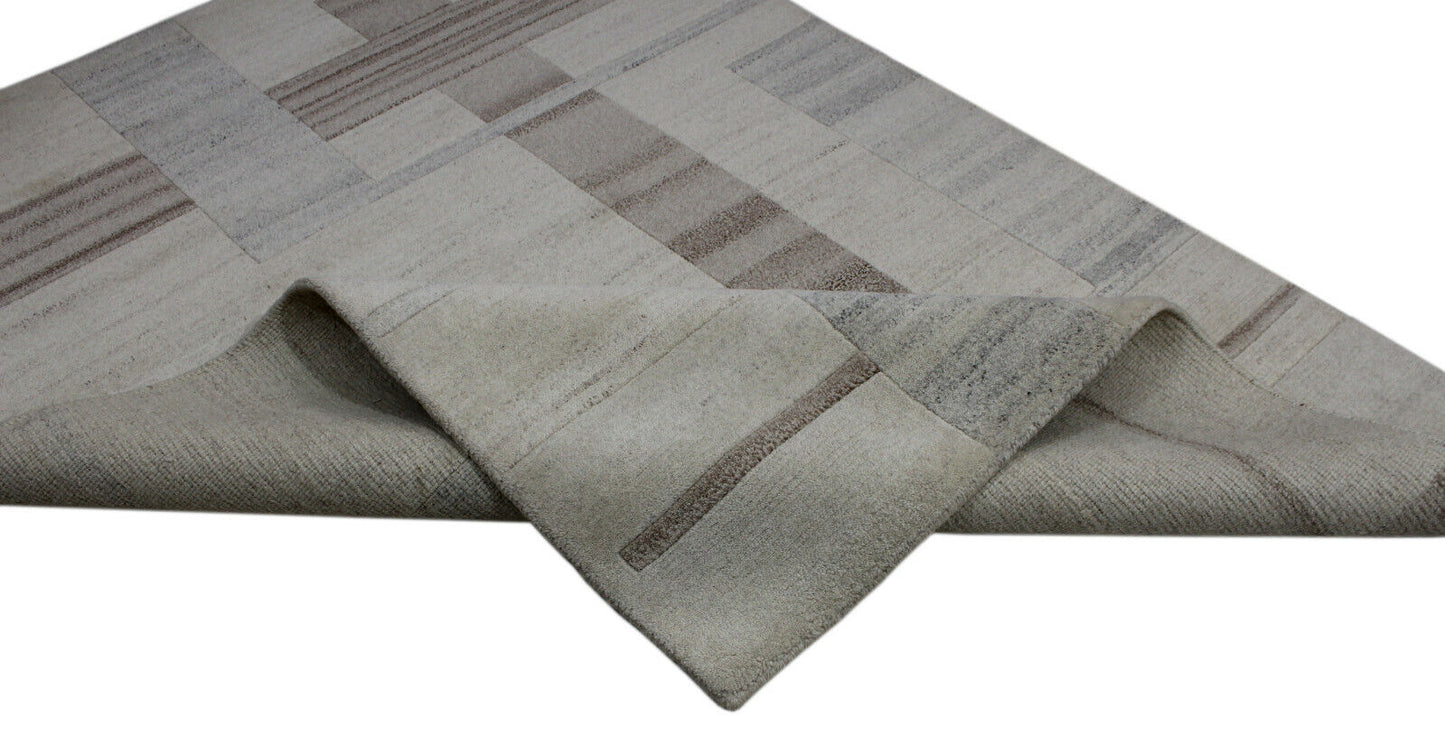 Nepal Teppich Handgeknüpft Braun Beige 100% Wolle Orientteppich 160x226 cm N12