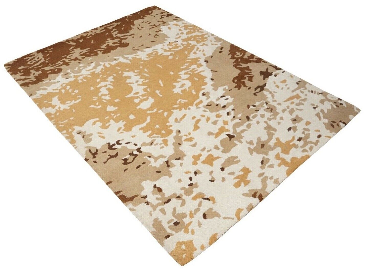 Teppich 100% Wolle Beige Gold Braun 160X230 cm Orientteppich Handgetuftet HT402