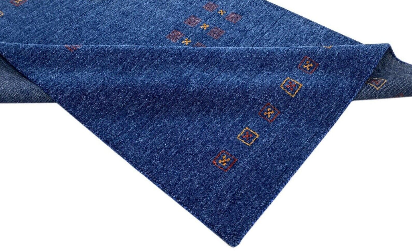 Blau Gabbeh Wohnzimmer Teppich 100% Wolle 170x240 cm Orient Handgewebt W5