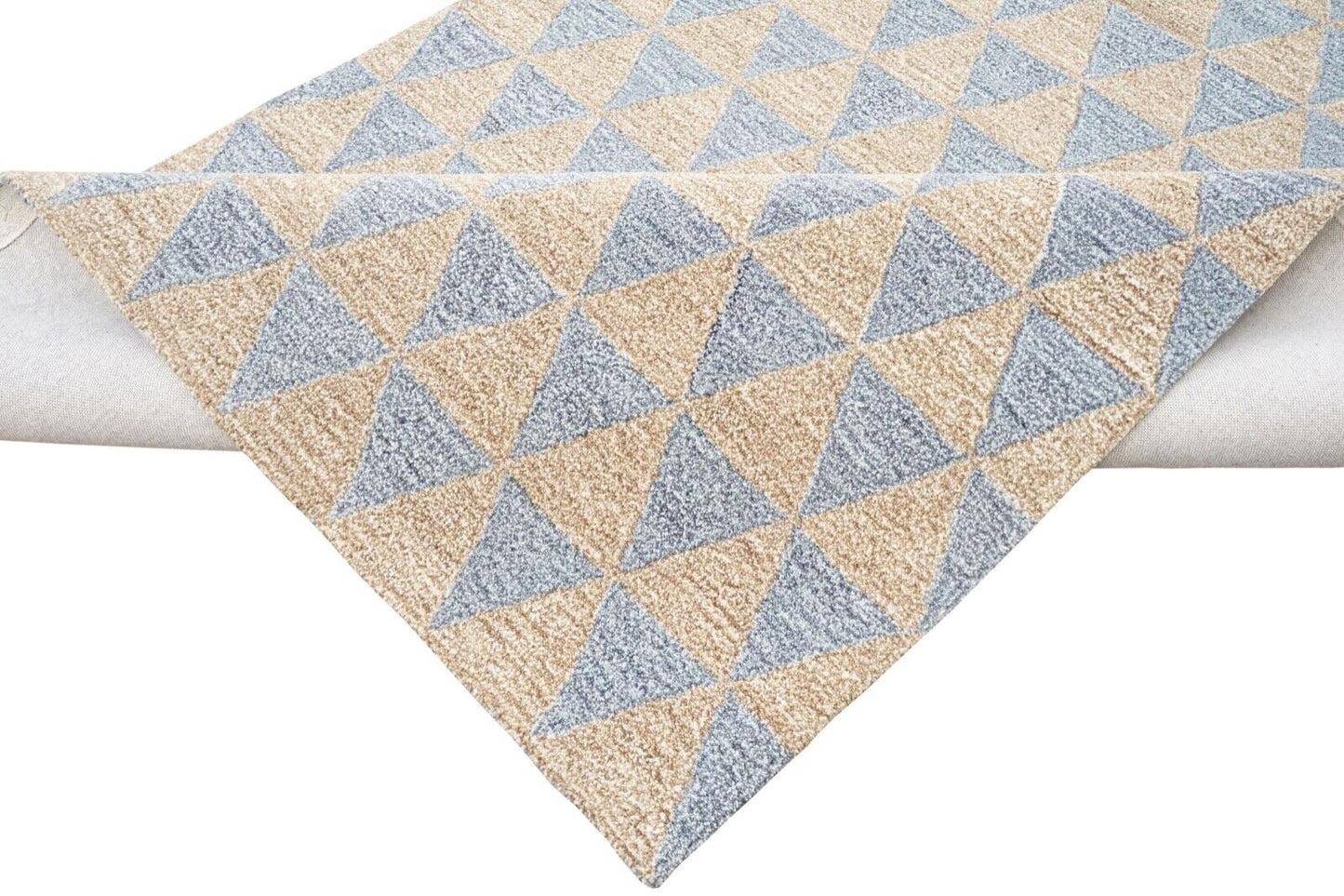 Beige Blau 160X230 cm Teppich 100% Wolle Orientteppich Handgetuftet HT330