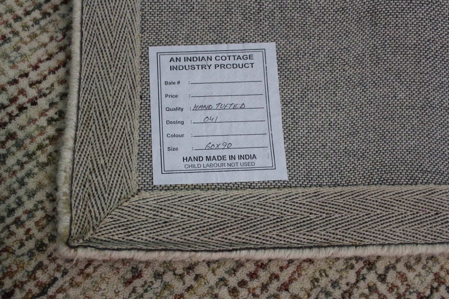 Beige Teppich 100% Wolle Fussmatten Brücke Orientteppich Handgetuftet 60X90 CM