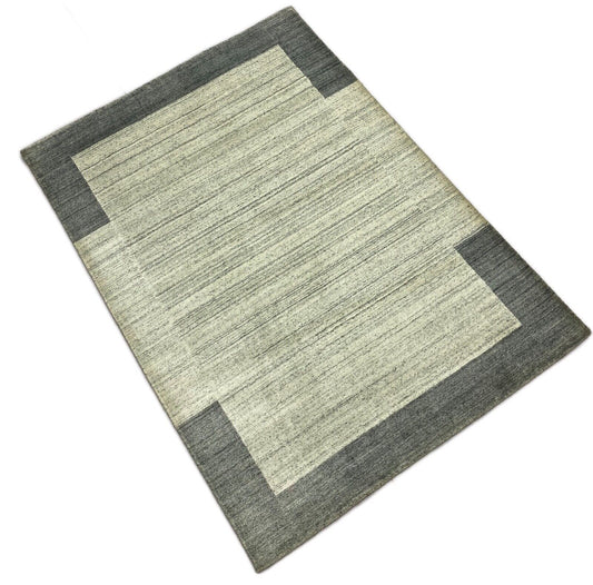 Teppich 100% Wolle Grau Silber Gabbeh lori Handgewebt 125x175 cm dp Garn S92