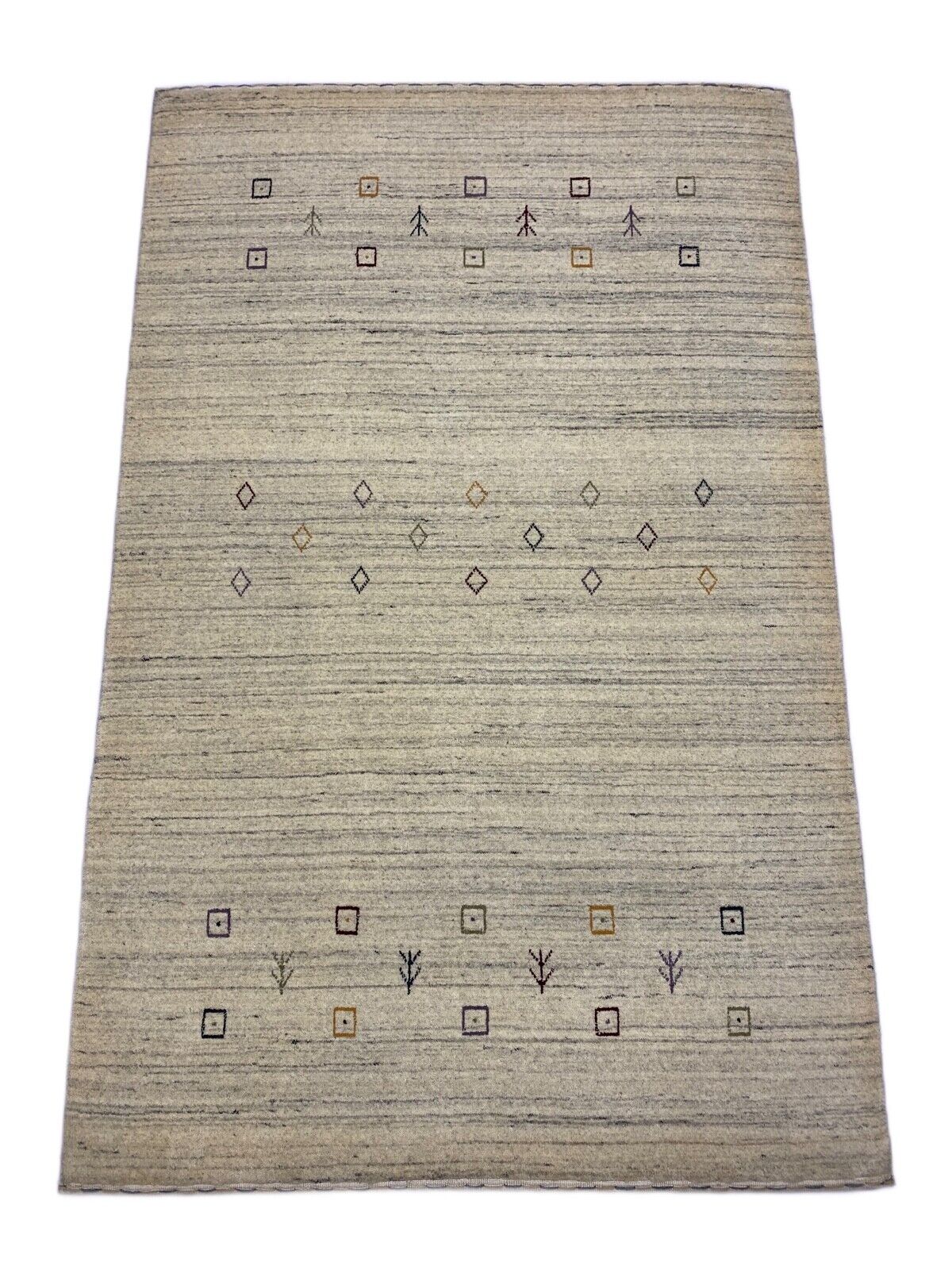 Teppich 100% Wolle Beige Gabbeh lori Handgewebt 120x185 cm Naturwolle S101