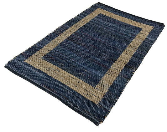 Kilim Teppich 90x160 cm Chindi Durry Dhurrie Baumwolle Jute Beidseitig Nutzbar