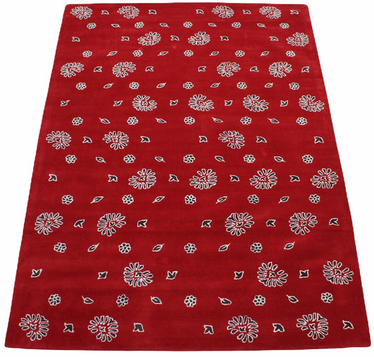 Rot Teppich 170X240 CM 100% Wolle Handarbeit Designer Orientteppich WT2