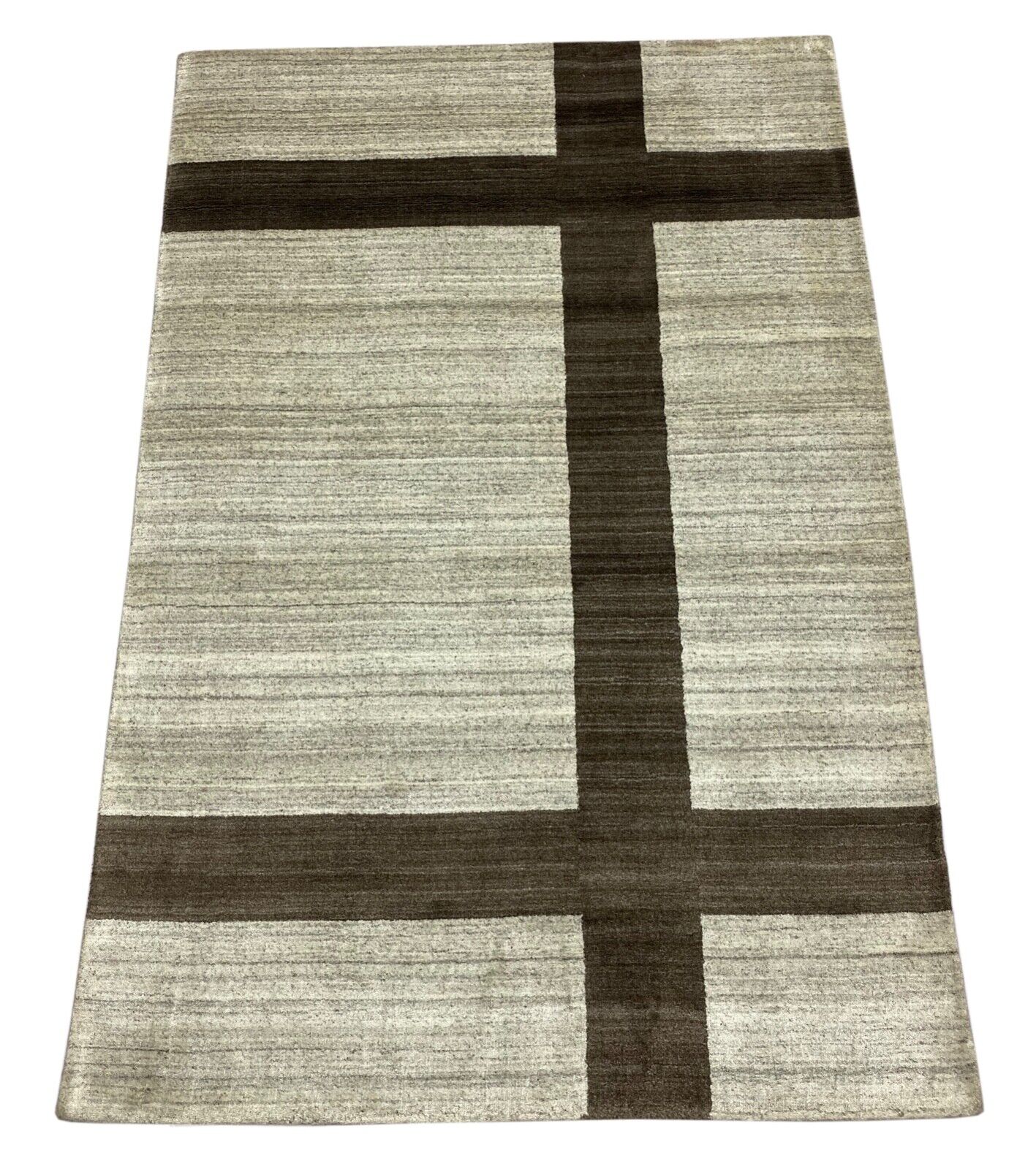 Teppich 100% Wolle Grau Beige Gabbeh lori Handgewebt 120x180 cm dp Garn S151