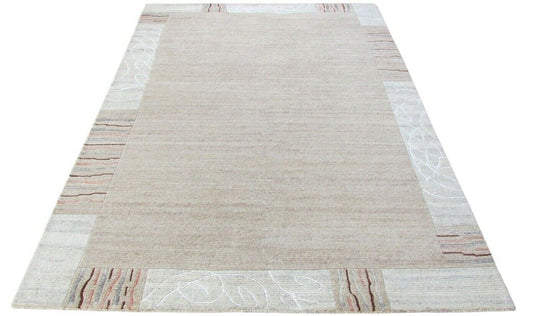 Nepal Teppich Handgeknüpft Beige Braun 100% Wolle Orientteppich 160x228 cm N-21