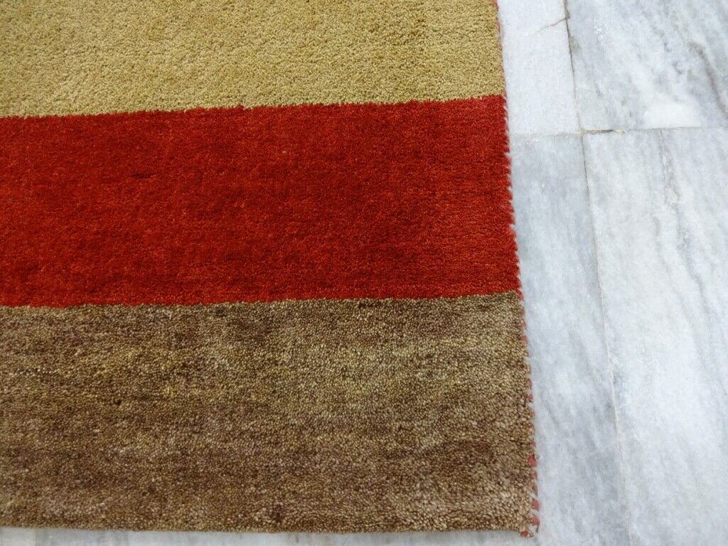 Gabbeh Teppich Handgeknüpft 100% Wolle Rot Gold Orientteppich 118X183 CM M83