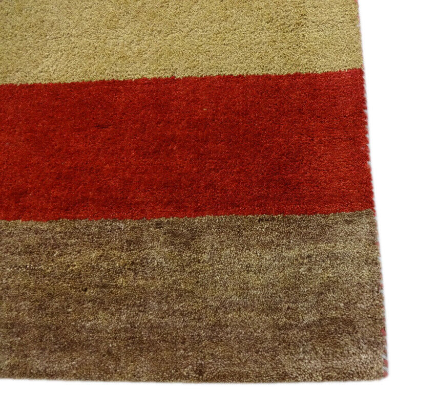 Gabbeh Teppich Handgeknüpft 100% Wolle Rot Gold Orientteppich 118X183 CM M83