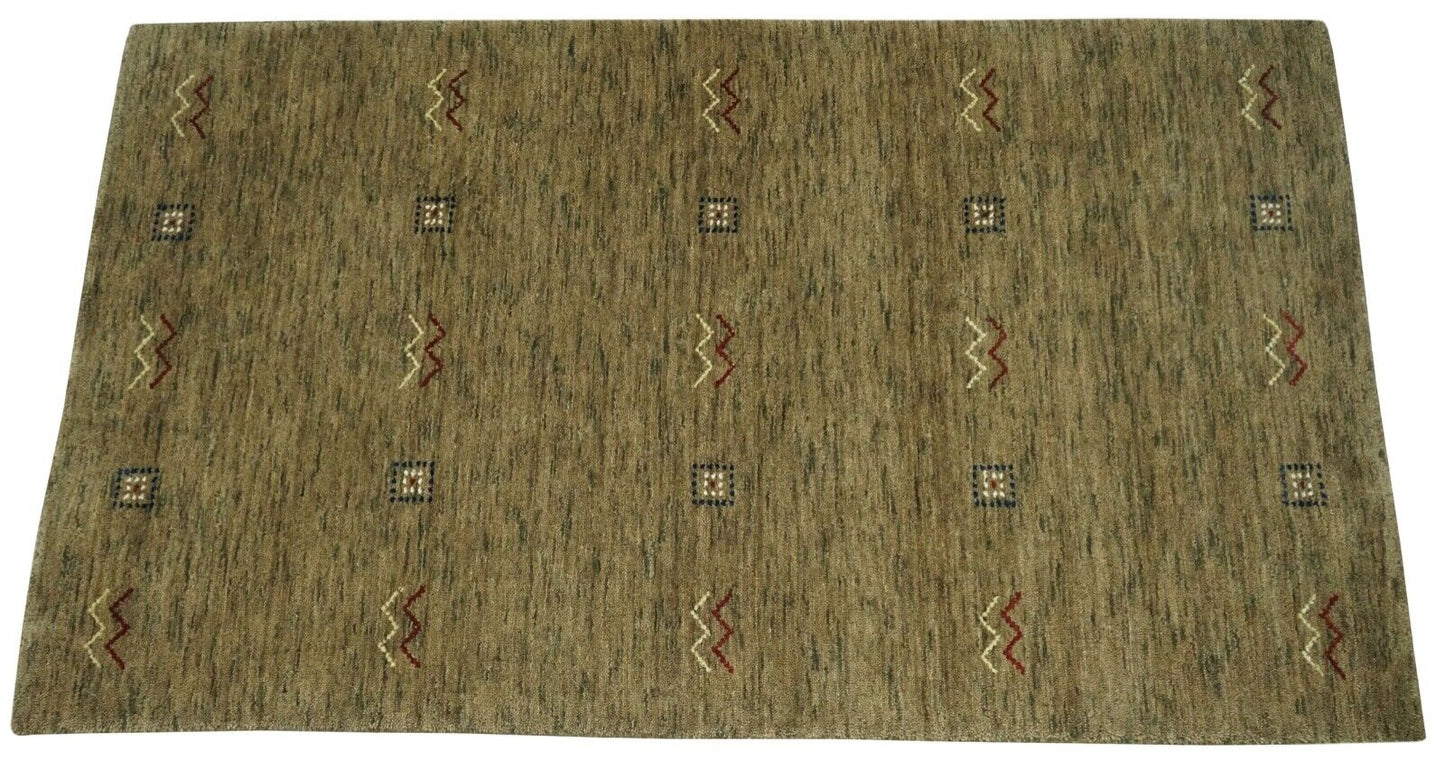 Gabbeh Beige Teppich 100% Wolle Handgewebt  90x160 cm Lori Debbich Lr727