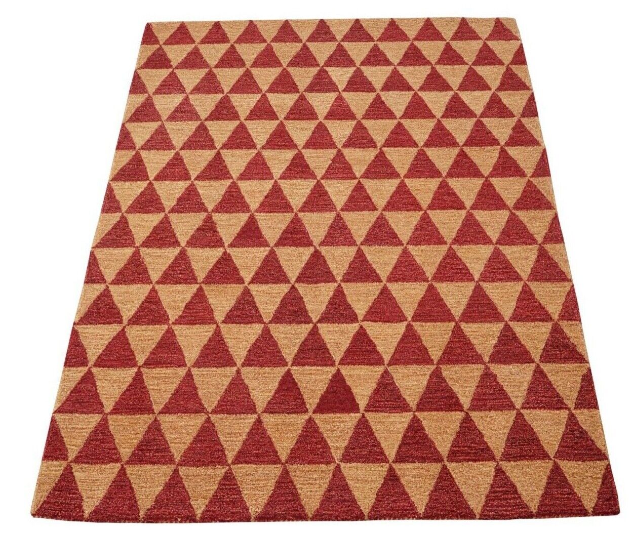 Teppich 100% Wolle Rot Gold 160X230 cm Orientteppich Handgetuftet HT313