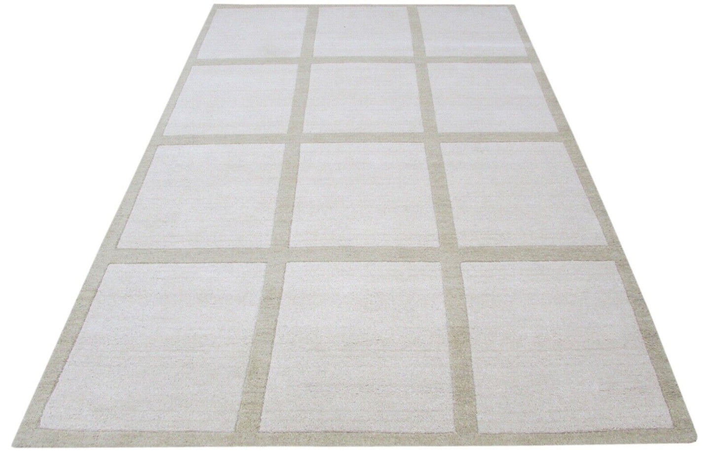 Elfenbeinfarbe Teppich 100% Wolle Beige 160X230 cm Handarbeit Handgetuftet T821