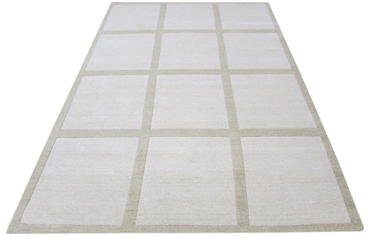 Elfenbeinfarbe Teppich 100% Wolle Beige 160X230 cm Handarbeit Handgetuftet T821