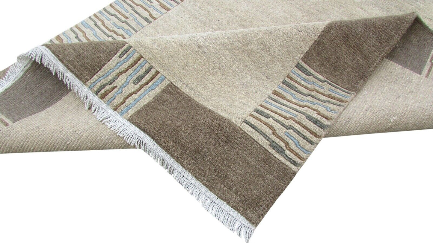 Nepal Teppich Handgeknüpft Beige 100% Wolle Orientteppich Braun 160X216 cm N-151