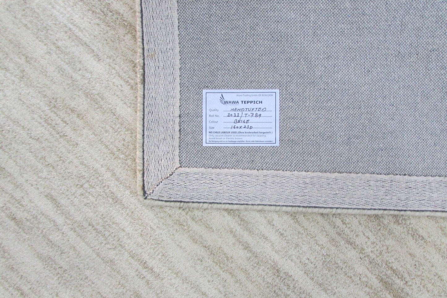 Elfenbeinfarbe Teppich 100% Wolle Beige 160X230 cm Handarbeit Handgetuftet T789