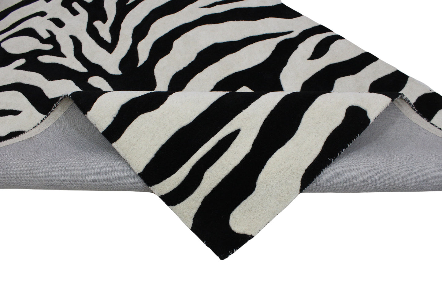 Schwarz Beige 100% Wolle  Teppich 170X240 CM Handarbeit Handgetuftet Zebra ME-5